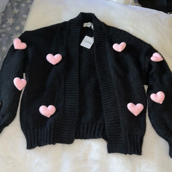 Duchamp Sweaters - Heart 3D Cardigan Sweater ~ Sweetest Oversized Knit Valentine's Day cardigan 🩷